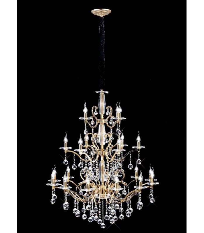 Ceiling Pendant Chandelier 3 Tier 22 Light French Gold, Crystal (Item Requires Assembly) - 2