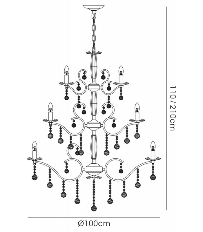Ceiling Pendant Chandelier 3 Tier 22 Light French Gold, Crystal (Item Requires Assembly) - 3