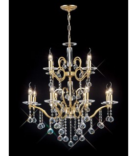 Ceiling Pendant Chandelier 2 Tier 12 Light French Gold, Crystal (Item Requires Assembly) - 2