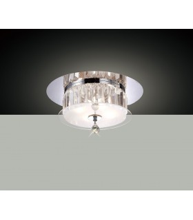 Flush Ceiling Round 4 Light Polished Chrome, Glass, Crystal - 2