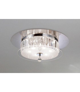 Flush Ceiling Round 6 Light Polished Chrome, Glass, Crystal - 2