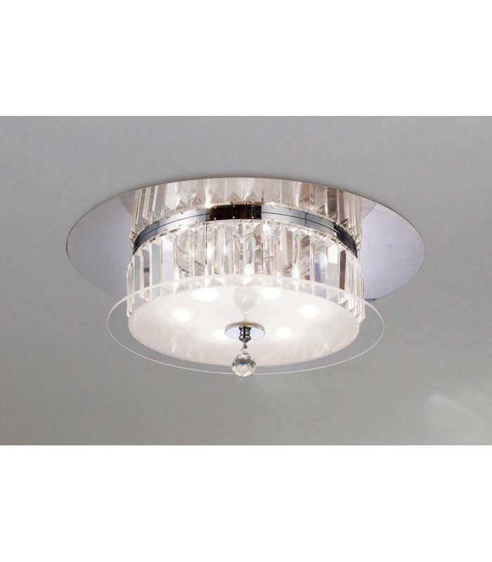 Flush Ceiling Round 6 Light Polished Chrome, Glass, Crystal - 2