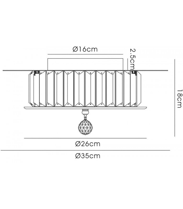 Flush Ceiling Round 4 Light Antique Brass, Glass, Crystal - 3