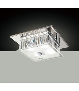 Flush Ceiling Square 4 Light Polished Chrome, Glass, Crystal - 2