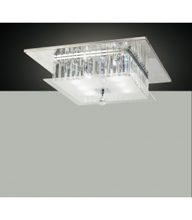 Flush Ceiling Square 6 Light Polished Chrome, Glass, Crystal - 2