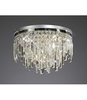 Flush Ceiling Round 6 Light Polished Chrome, Crystal - 2