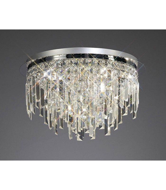 Flush Ceiling Round 6 Light Polished Chrome, Crystal - 2