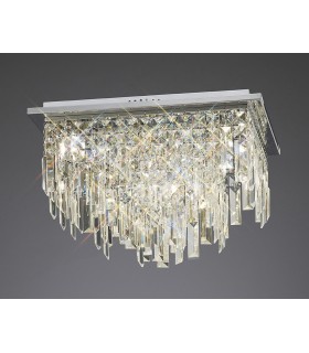 Flush Ceiling Square 6 Light Polished Chrome, Crystal - 2