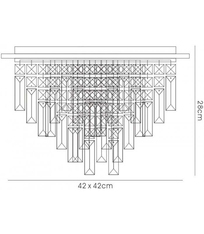 Flush Ceiling Square 6 Light Polished Chrome, Crystal - 3