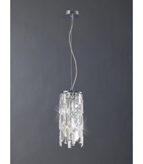 Ceiling Pendant Cylinder 2 Light Polished Chrome, Crystal - 2