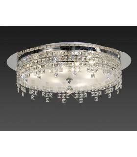 Flush Ceiling Round 4 Light Polished Chrome, Glass, Crystal - 2