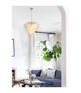 Feather 10 Light Pendant Lamp Polished Brass Frosted Glass 1x E14-2