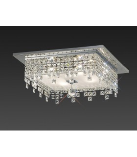 Flush Ceiling Square 4 Light Polished Chrome, Glass, Crystal - 2