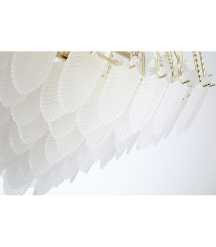Feather 10 Light Pendant Lamp Polished Brass Frosted Glass 1x E14-5