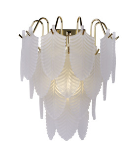 Feather Wall Light Polished Brass Frosted Feather Glass 6x E14-1