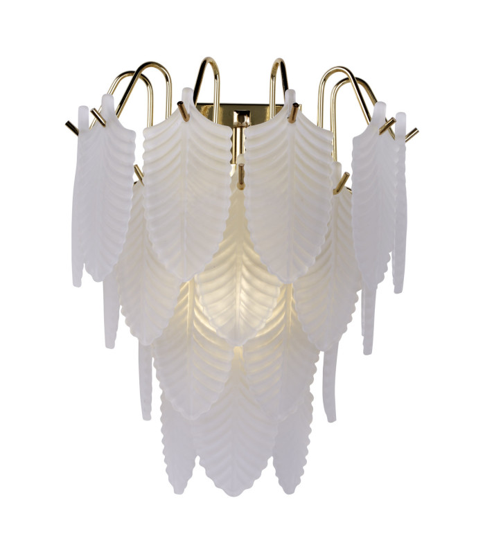Feather Wall Light Polished Brass Frosted Feather Glass 6x E14-1