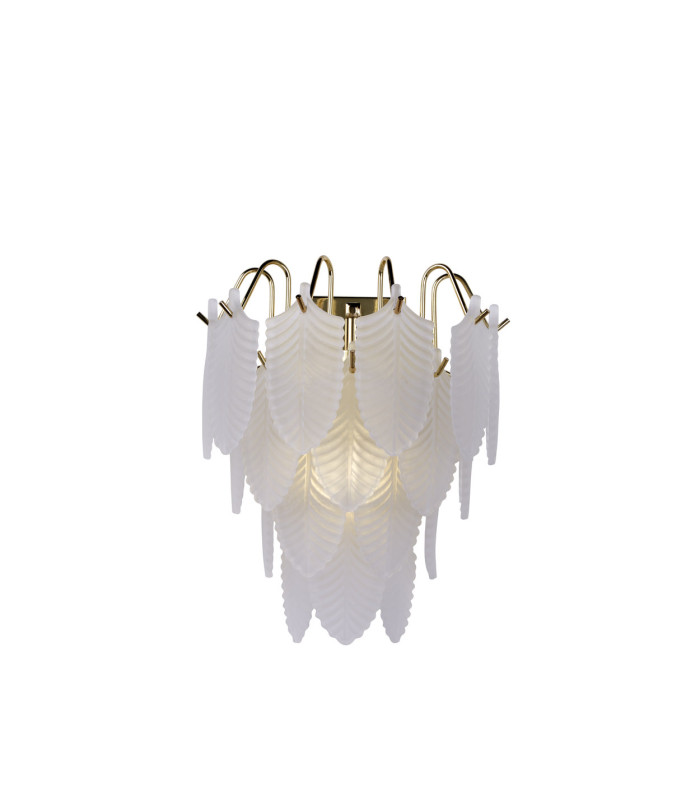 Feather Wall Light Polished Brass Frosted Feather Glass 6x E14-3