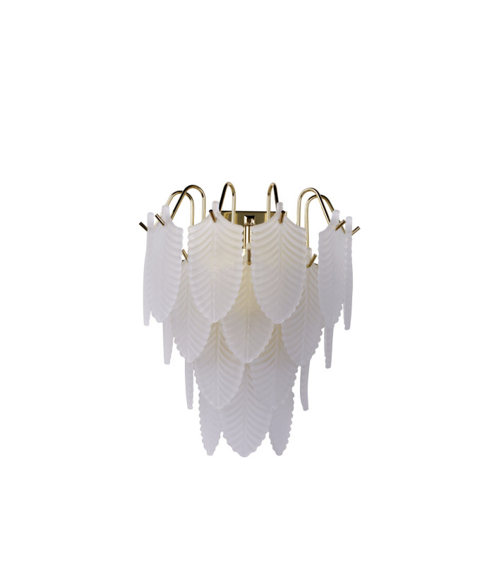 Feather Wall Light Polished Brass Frosted Feather Glass 6x E14-4