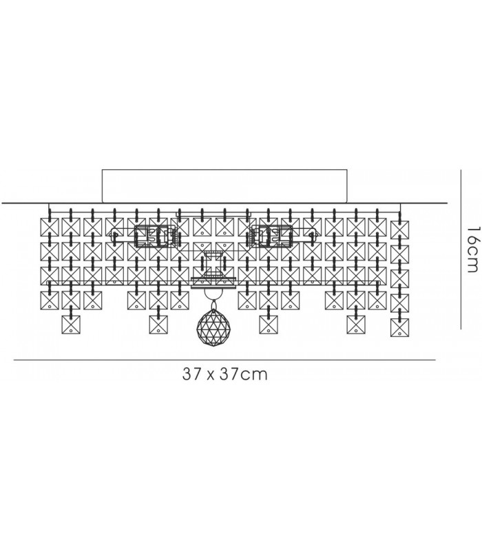 Flush Ceiling Square 4 Light Polished Chrome, Glass, Crystal - 3