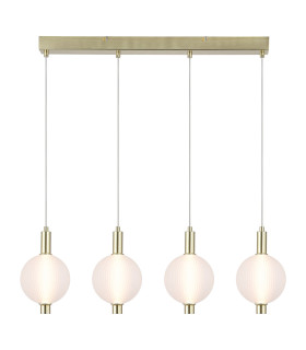 Luminique LED 4 Light Bar Pendant Lamp Satin Brass Glass-1