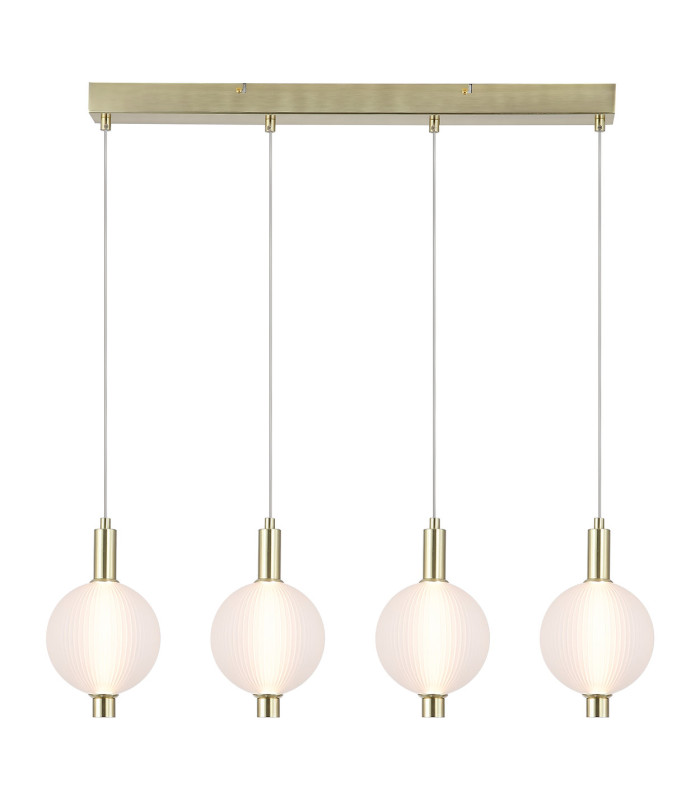 Luminique LED 4 Light Bar Pendant Lamp Satin Brass Glass-1
