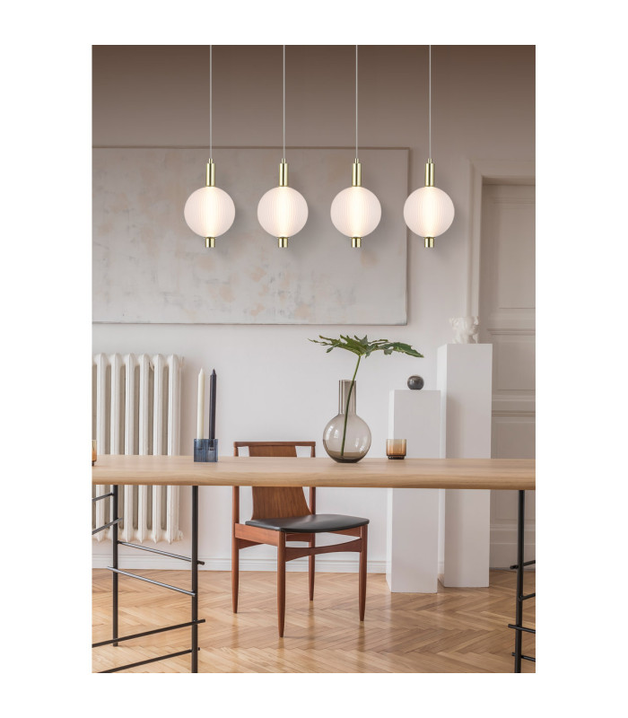 Luminique LED 4 Light Bar Pendant Lamp Satin Brass Glass-2