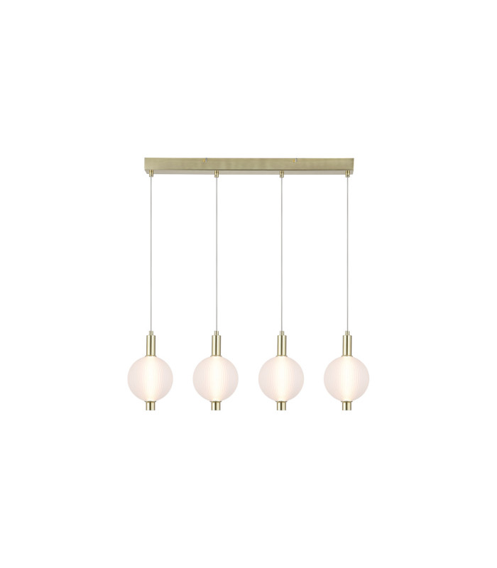 Luminique LED 4 Light Bar Pendant Lamp Satin Brass Glass-3
