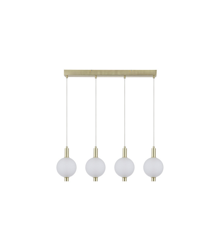 Luminique LED 4 Light Bar Pendant Lamp Satin Brass Glass-4