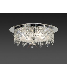 Flush Ceiling Round 6 Light Polished Chrome, Glass, Crystal - 2