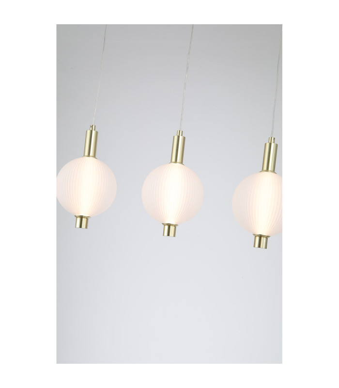 Luminique LED 4 Light Bar Pendant Lamp Satin Brass Glass-5