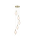 Luminique LED 5 Light Multi Drop Pendant Lamp Satin Brass Glass-3