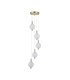 Luminique LED 5 Light Multi Drop Pendant Lamp Satin Brass Glass-4