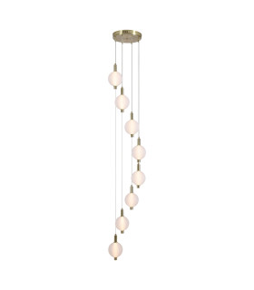 Luminique LED 8 Light Multi Drop Pendant Lamp Satin Brass Glass-1