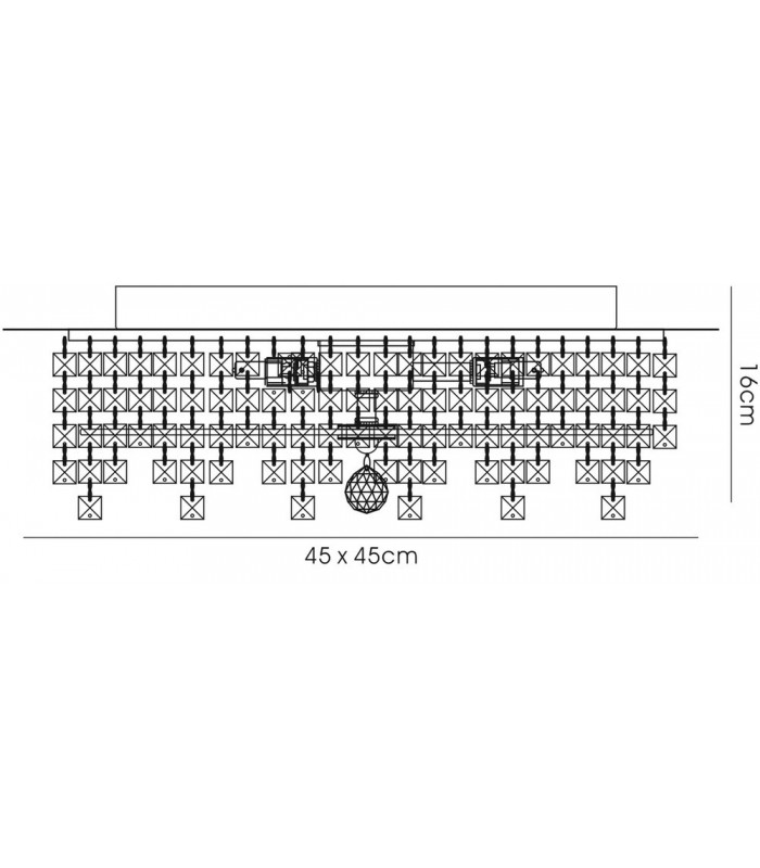 Flush Ceiling Square 6 Light Polished Chrome, Glass, Crystal - 3