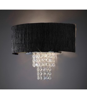 Wall Lamp with Black Shade 2 Light Polished Chrome, Crystal - 2
