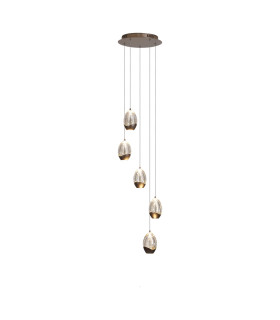 Seeds 5 Light Multi Drop Pendant Lamp Champagne Glass-1