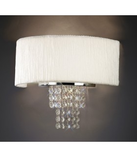 Wall Lamp with White Shade 2 Light Polished Chrome, Crystal - 2