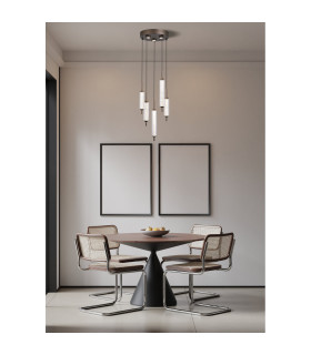 Cattail 5 Light LED Multi Drop Pendant Lamp Latte Clear Glass-2