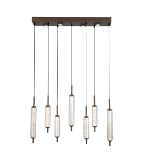 Cattail 7 Light LED Multi Drop Pendant Lamp Latte Clear Glass-1
