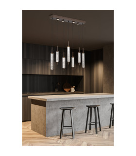 Cattail 7 Light LED Multi Drop Pendant Lamp Latte Clear Glass-2