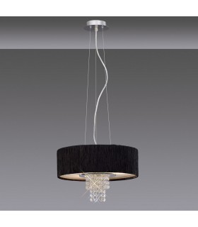 Ceiling Pendant with Black Shade 4 Light Polished Chrome, Crystal - 2