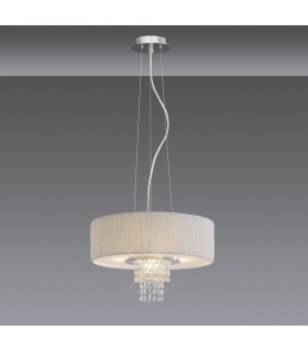 Ceiling Pendant with White Shade 4 Light Polished Chrome, Crystal - 2