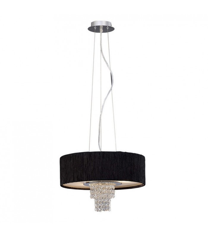 Ceiling Pendant with White Shade 4 Light Polished Chrome, Crystal - 4