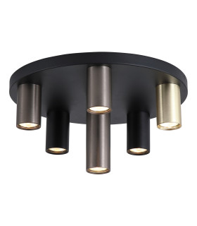 Tubes 6 Light Flush Ceiling Light Black Anodized Bronze Brass 6x GU10-1