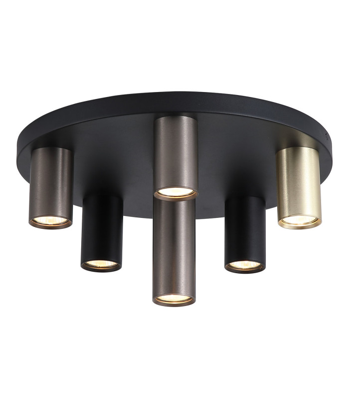 Tubes 6 Light Flush Ceiling Light Black Anodized Bronze Brass 6x GU10-1