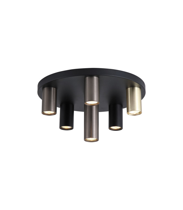 Tubes 6 Light Flush Ceiling Light Black Anodized Bronze Brass 6x GU10-3