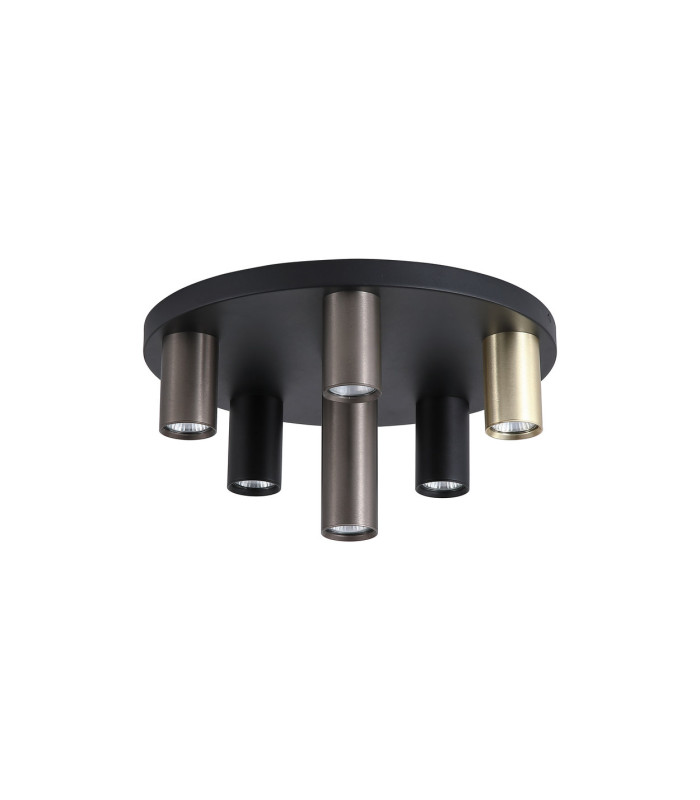 Tubes 6 Light Flush Ceiling Light Black Anodized Bronze Brass 6x GU10-4