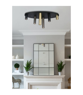 Tubes 6 Light Flush Ceiling Light Black Anodized Bronze Brass 2x E14-2