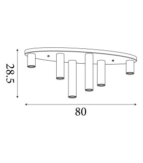 Tubes 6 Light Flush Ceiling Light Black Anodized Bronze Brass 2x E14-6