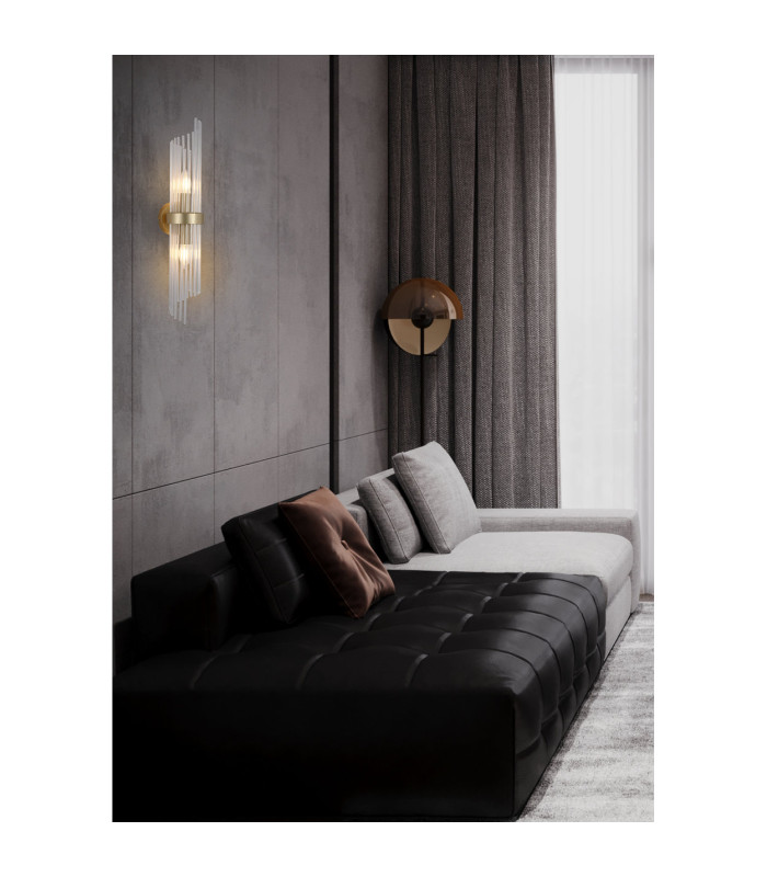 Lara Wall Light Gold & Clear Glass Rods 6x E14-2